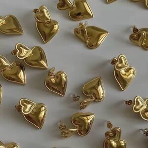 18k Gold Plated Heart Drop Earrings